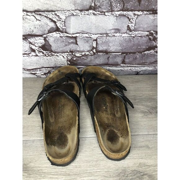 Birkenstock Mayari Black Leather Strappy Toe Post Sandals Women Sz 39EU/8.5M US - Picture 5 of 16
